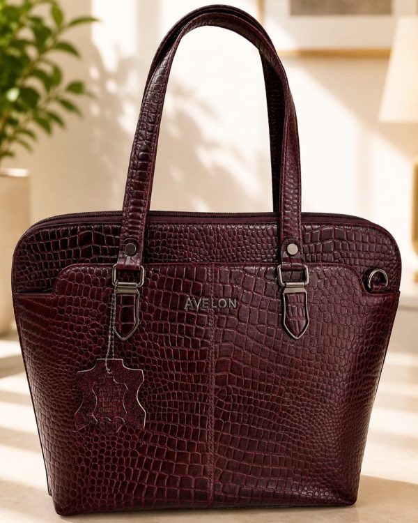 Avelon Croco Structured Handbag